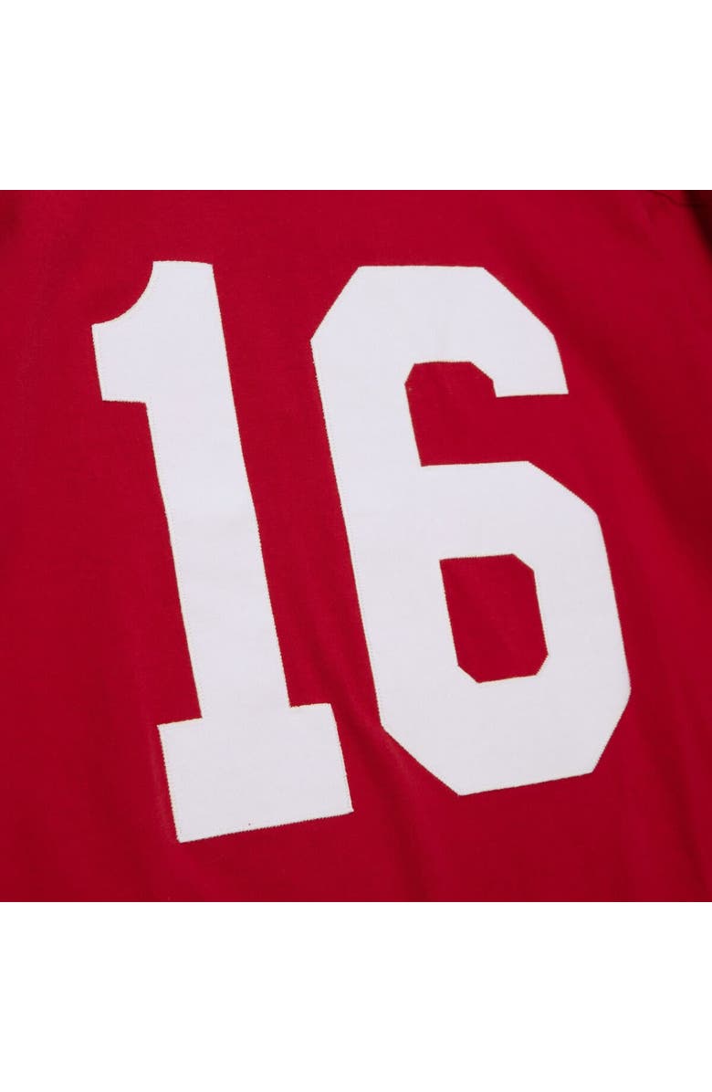 Mitchell & Ness Men's Mitchell & Ness Joe Montana Scarlet San Francisco 49ers Throwback Retired Player Name & Number Long Sleeve Top, Alternate, color, 