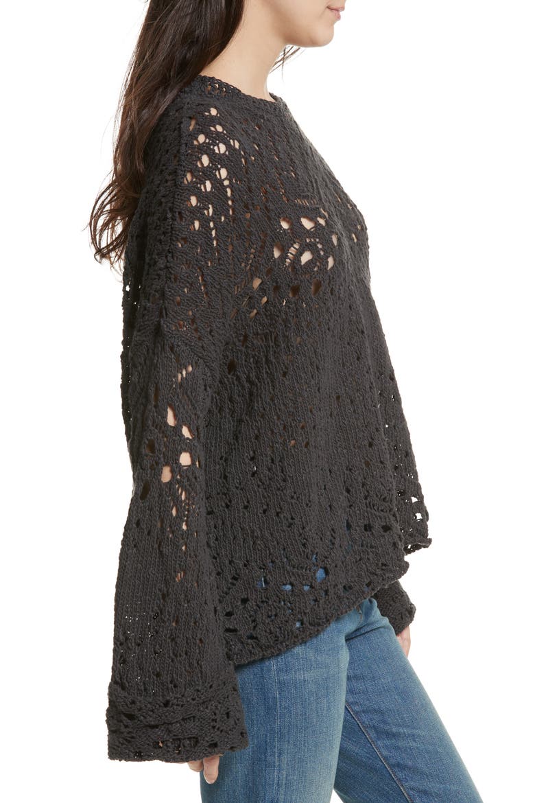 Traveling Lace Sweater, Alternate, color, CARBON