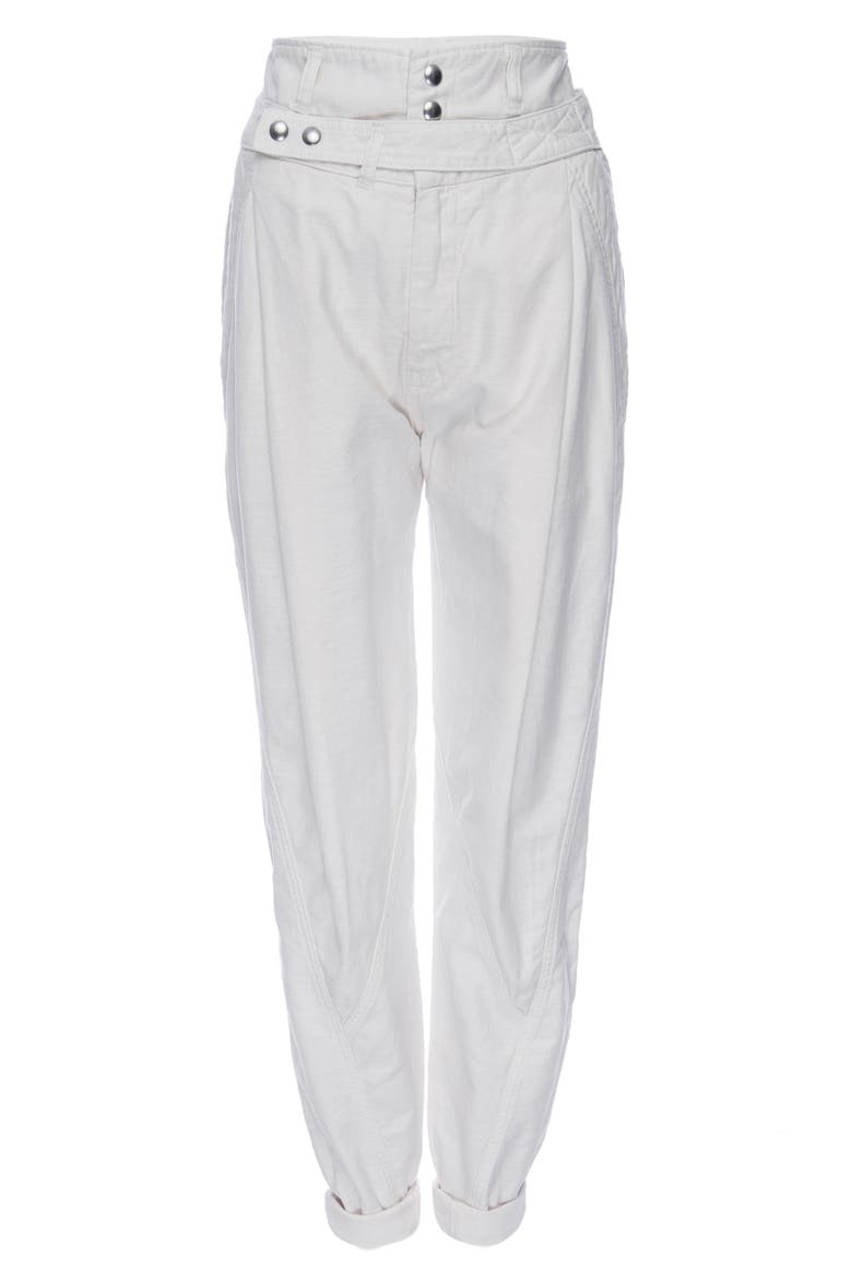Twist Seam Belted Tapered Trousers, Alternate, color, BLANC