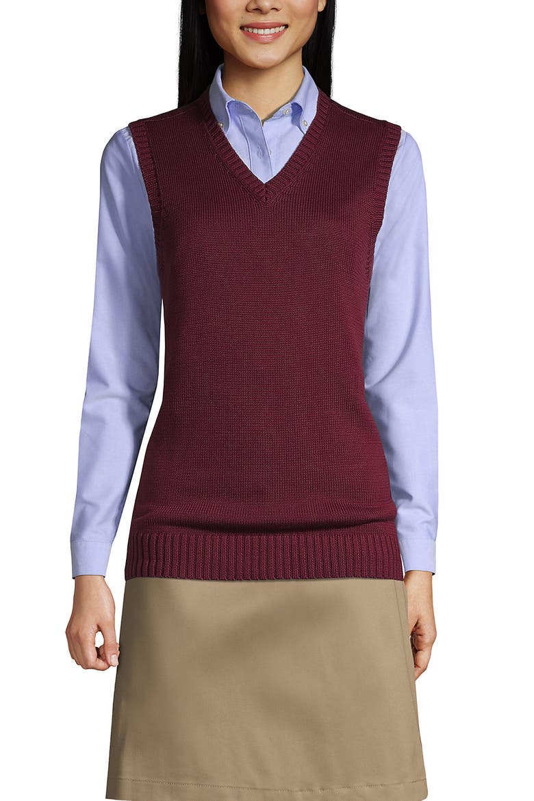 School Uniform  Cotton Modal Sweater Vest, Main, color, Burgundy