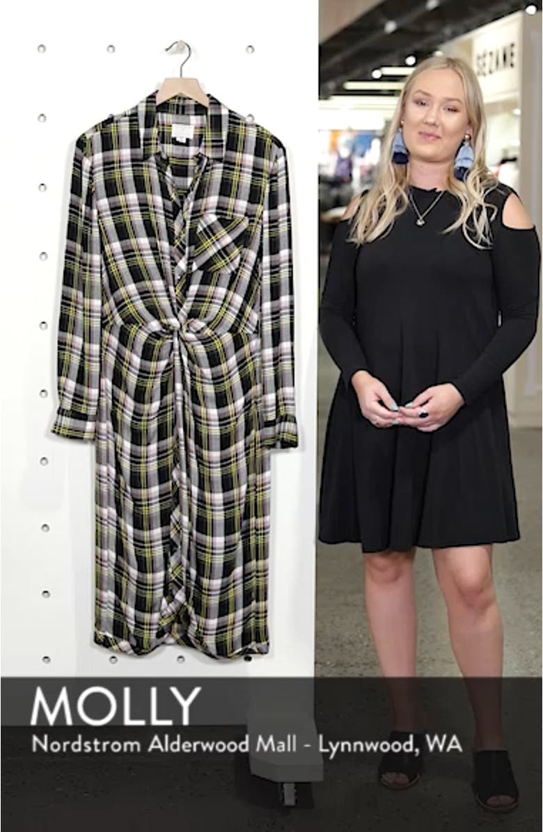 Twist Front Plaid Shirtdress, sales video thumbnail