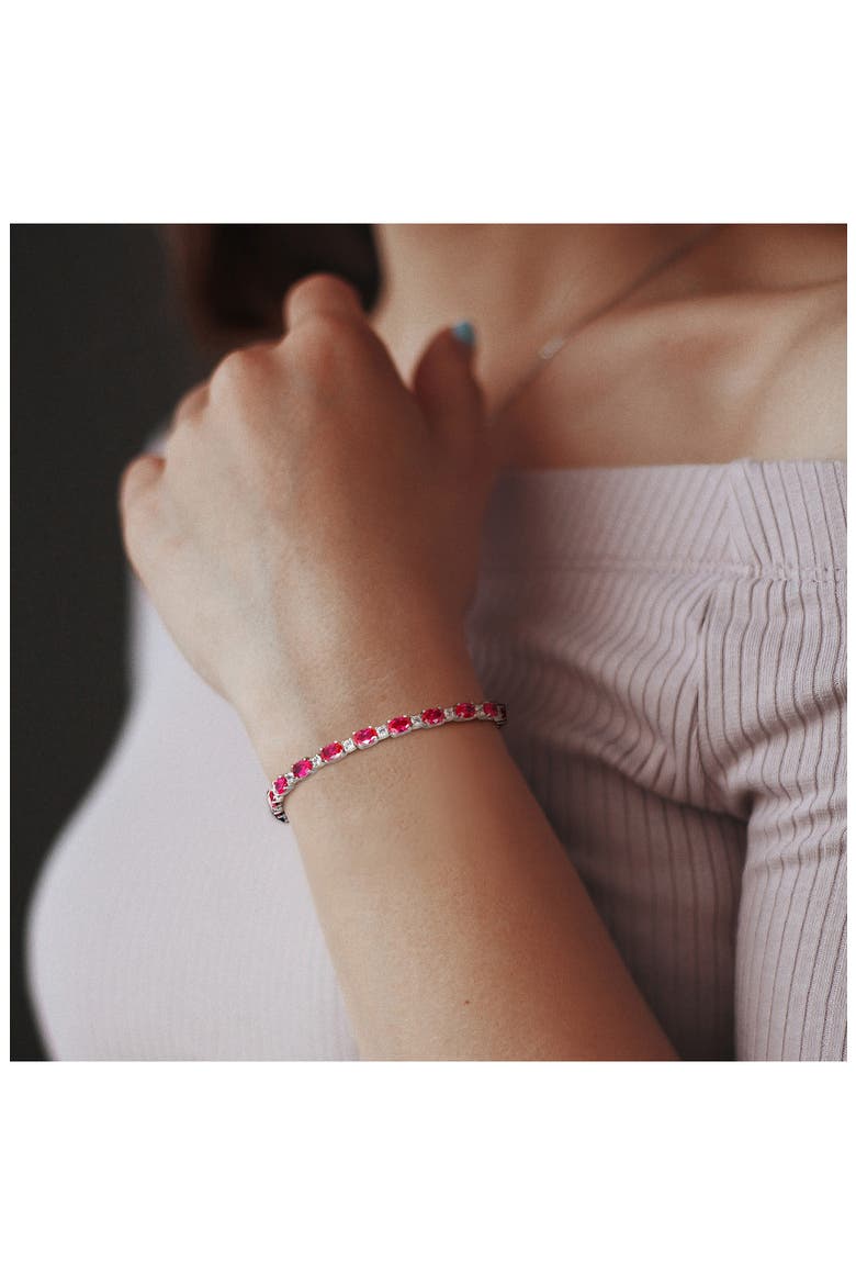 Lab Created Ruby & Lab Created White Sapphire Tennis Bracelet, Alternate, color, RED