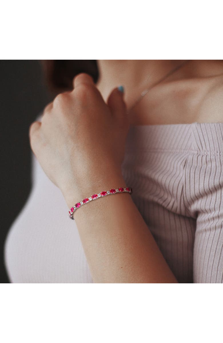 DELMAR Lab Created Ruby & Lab Created White Sapphire Tennis Bracelet, Alternate, color, Red