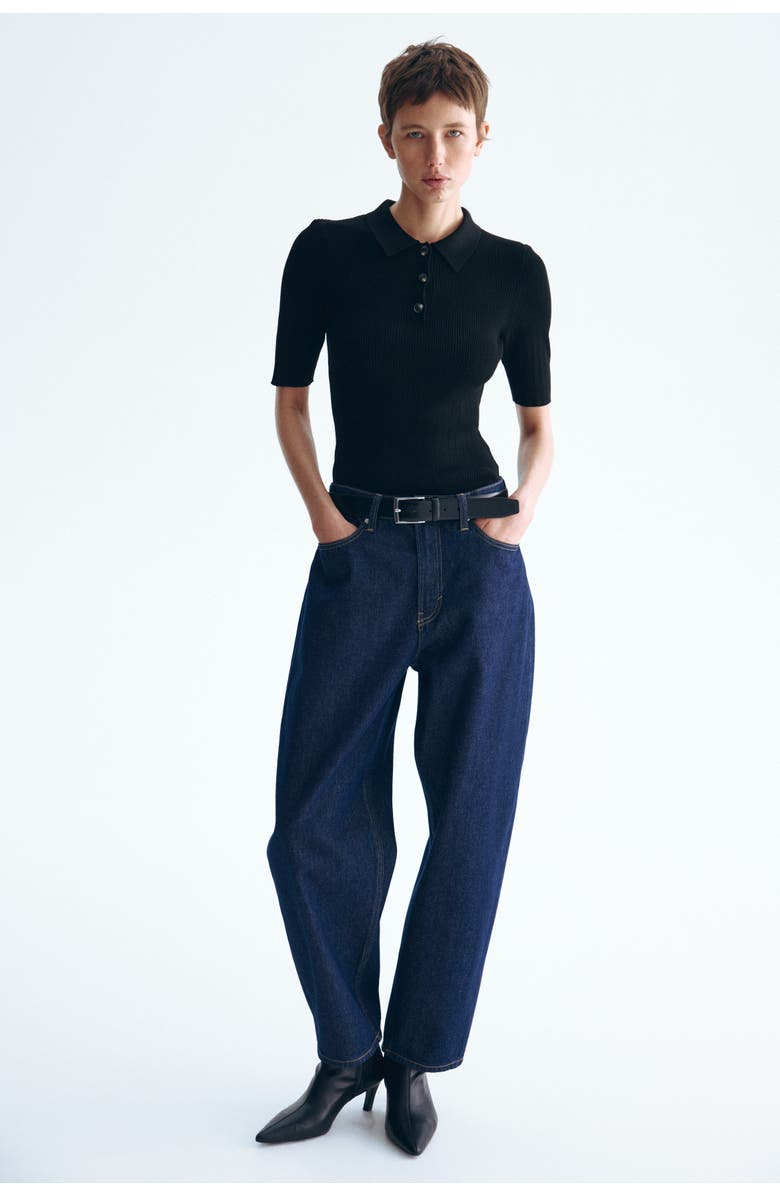 H&M Pointelle-knit Top, Alternate, color, Black