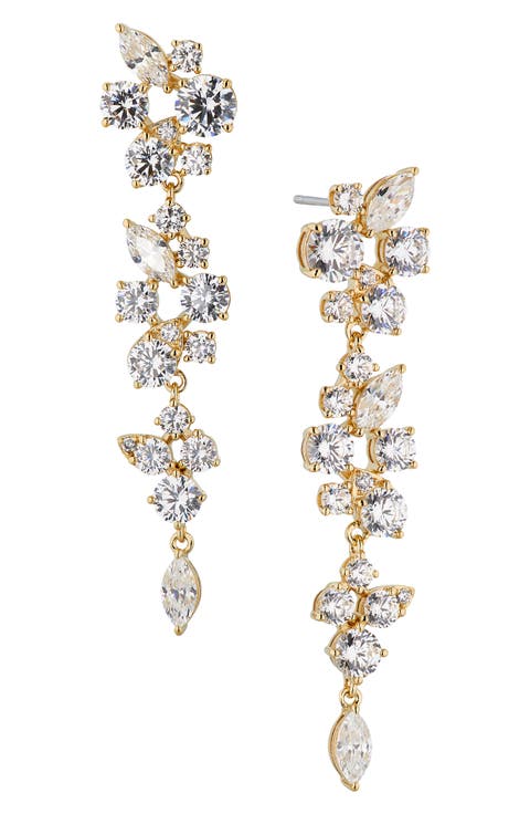 Chiara Cubic Zirconia Crustal Linear Drop Earrings