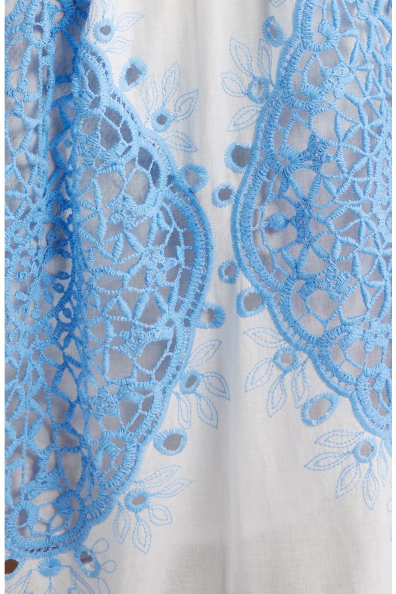 Antonella Strapless Midi Dress, Alternate, color, WHITE/ BLUE