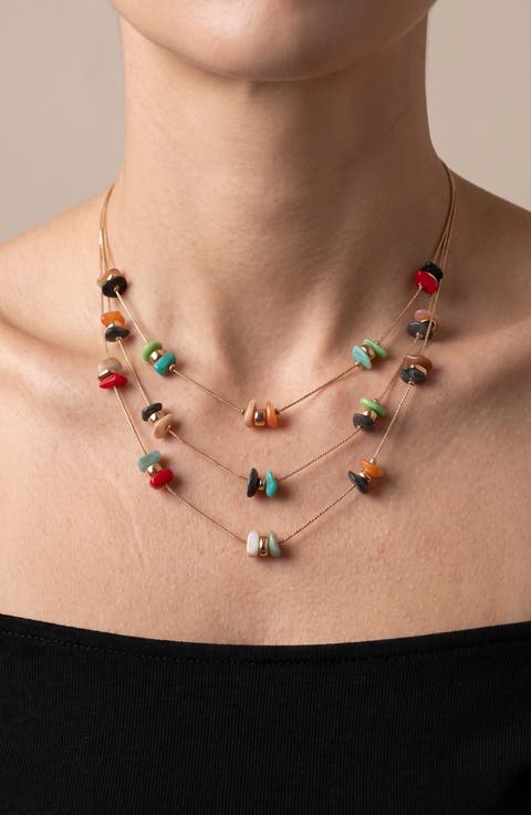 Layered Stone and Nugget Necklace