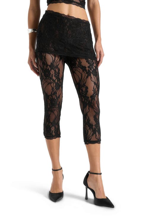 Aimee Lace Asymmetric Capri Leggings
