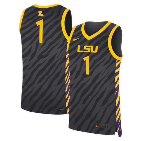 Unisex Nike #1 Anthracite LSU Tigers  Replica Basketball Jersey