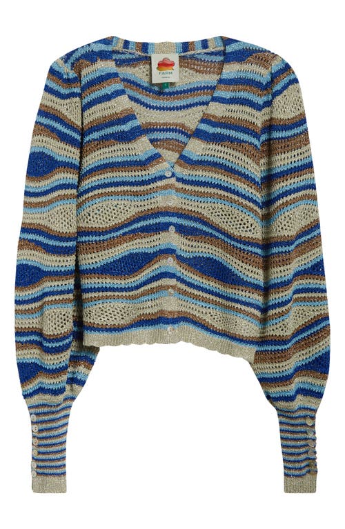 Shop Farm Rio Mixed Waves Striped Cardigan In Multi
