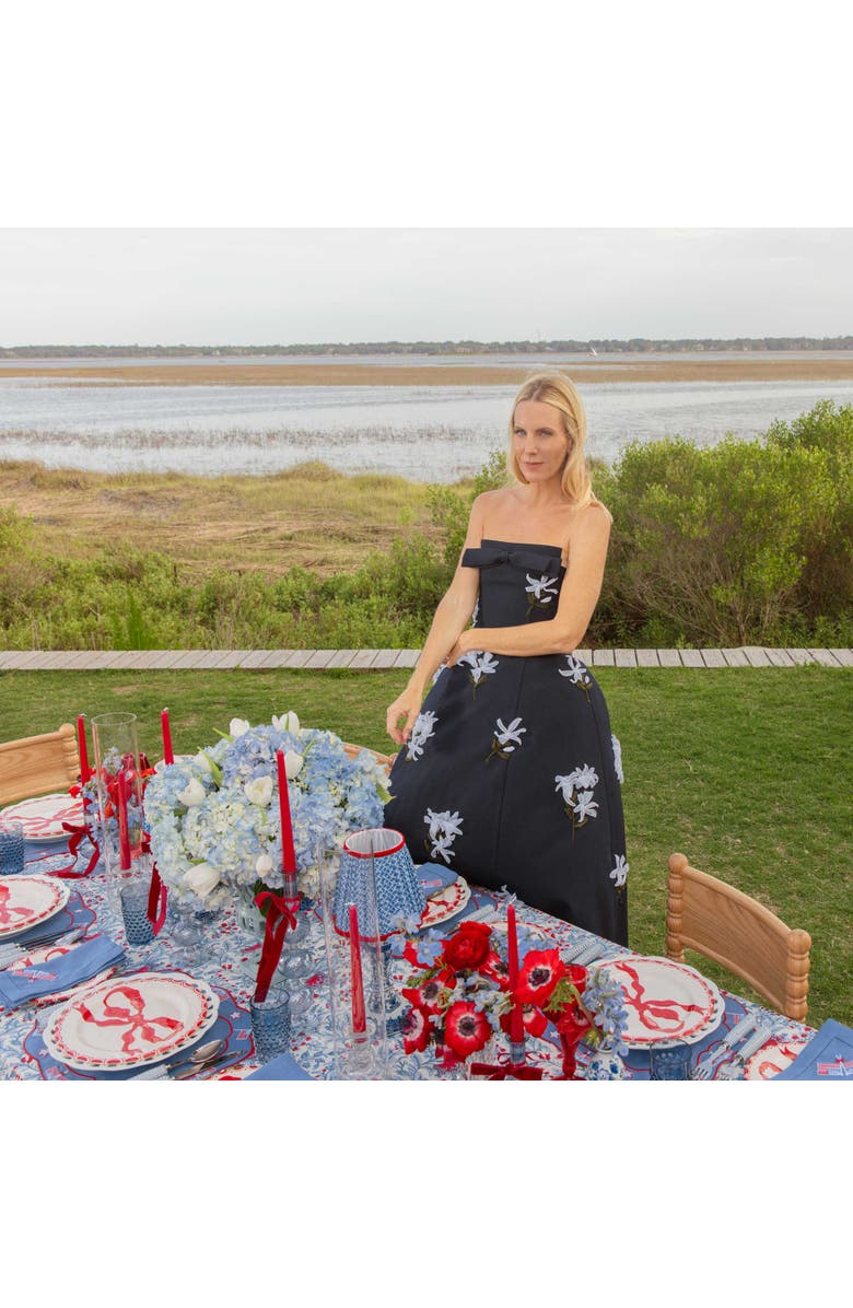 Mrs. Alice Cobalt & Red Lotus Lampshade, Alternate, color, Blue