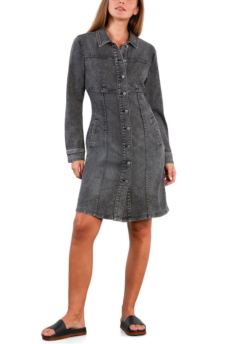 I Love Denim Long Sleeve Dress, Alternate, color, SOFT GREY