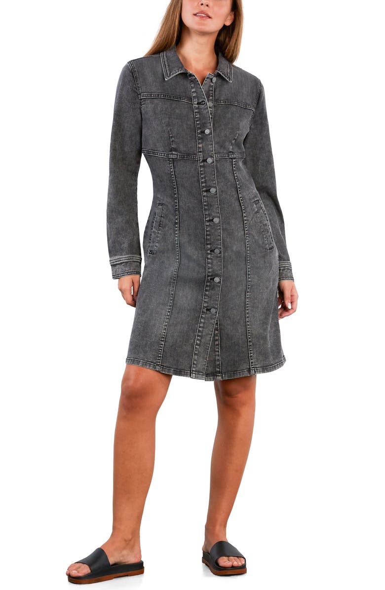 Wash Lab Denim I Love Denim Long Sleeve Dress, Alternate, color, Soft Grey