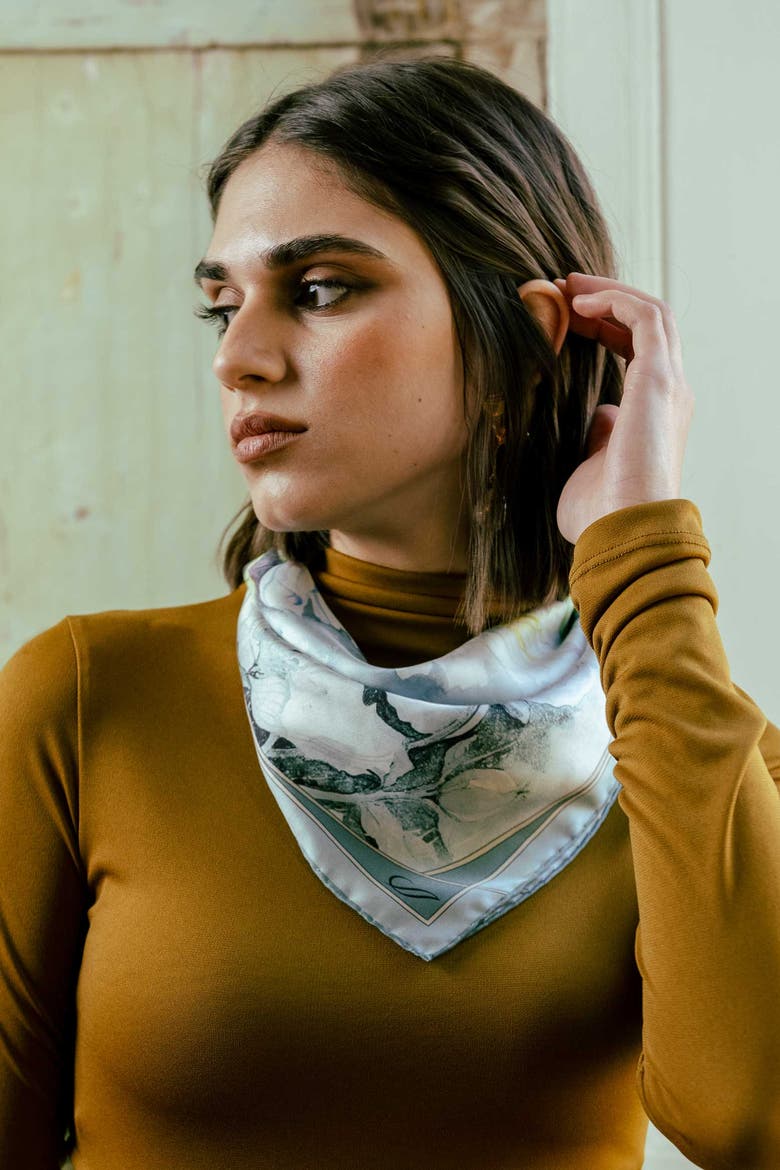 Odetta - Silk Bandana, Alternate, color, Misty Blue