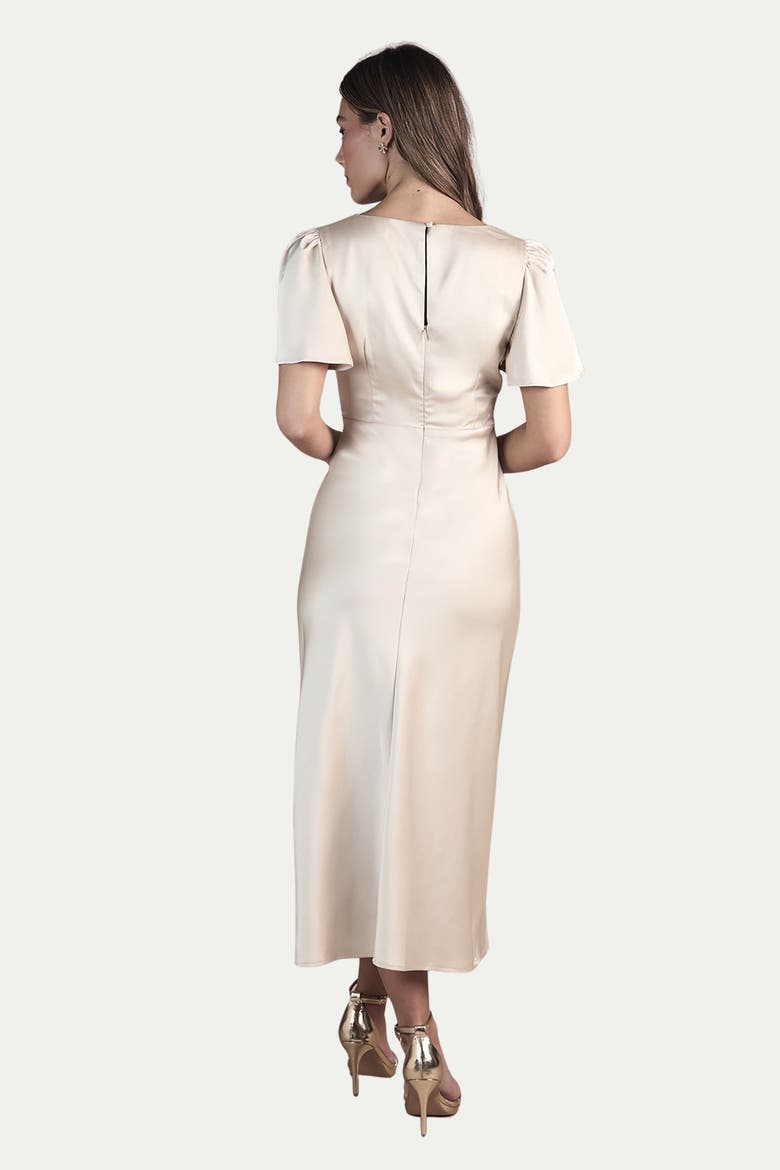 Angel Sleeve Midi Bridesmaid Dress, Alternate, color, Champagne