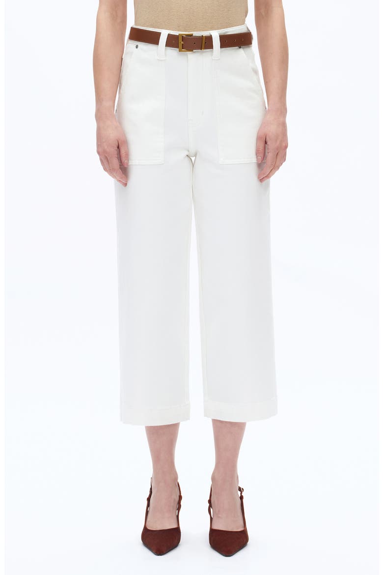 High Waist Crop Relaxed Straight Leg Utility Jeans, Main, color, WHITE