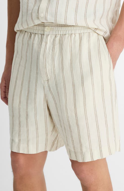 Vince Stripe Hemp Beach Shorts In Blanco