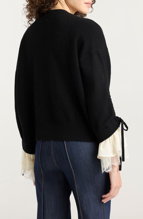 Cinq À Sept Atlas Brooch Detail Layered Look Cardigan In Black