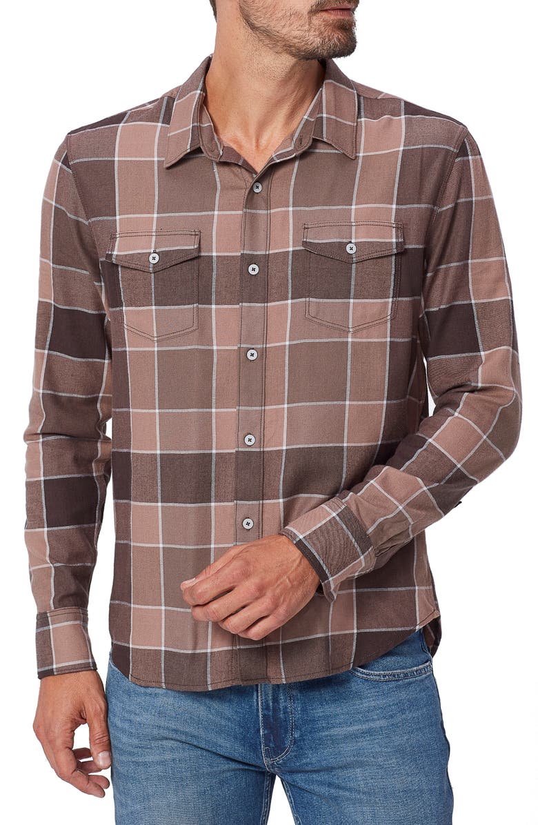 PAIGE Everett Plaid Flannel Button-Up Shirt, Main, color, 