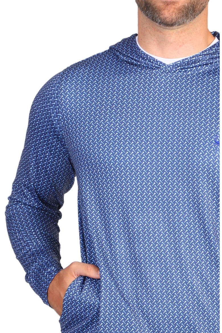 Golf Print Performance Hooded Pullover, Alternate, color, NAVY