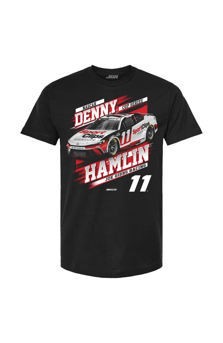 JOE GIBBS RACING TEAM COLLECTION Men's Joe Gibbs Racing Team Collection Black Denny Hamlin Car T-Shirt, Alternate, color, Black