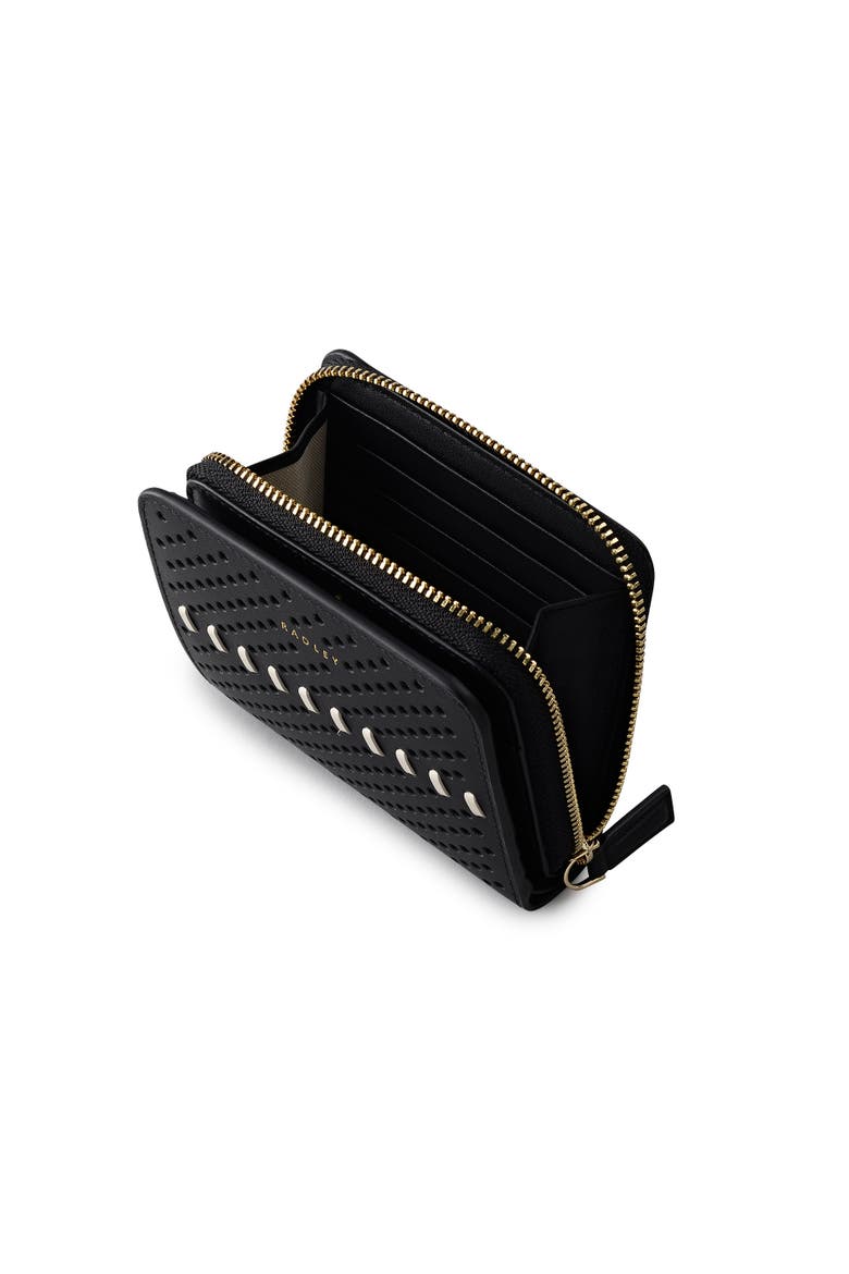 The Roxburgh - Perforated Medium Zip Around Wallet, Alternate, color, Black