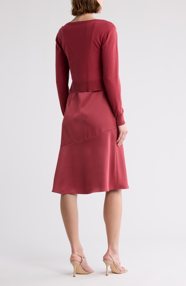 Sam Edelman Slipdress & Long Sleeve Sweater Two-Piece Set, Alternate, color, Rose