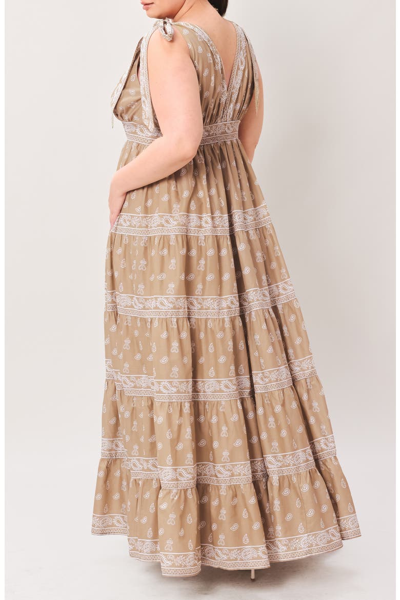 Paisley Tie Strap Tiered Maxi Dress, Alternate, color, LIGHT OLIVE