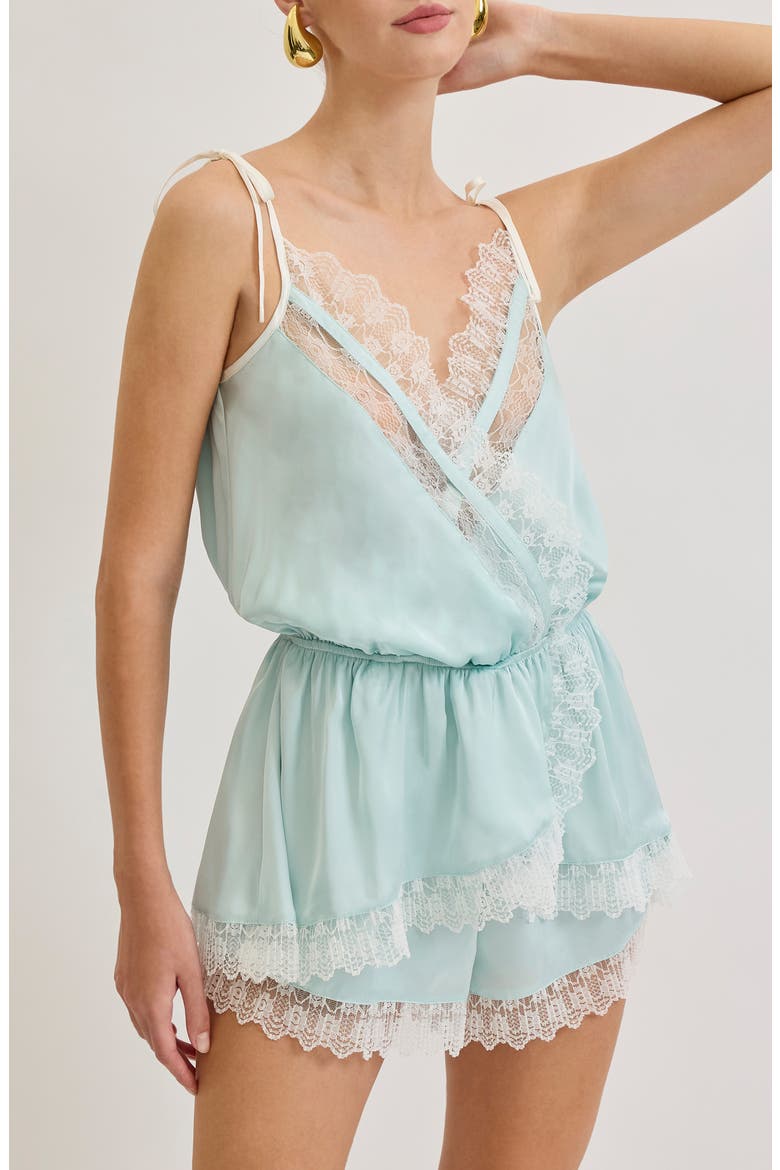 Angela Lace Detail Romper, Alternate, color, LIGHT MINT