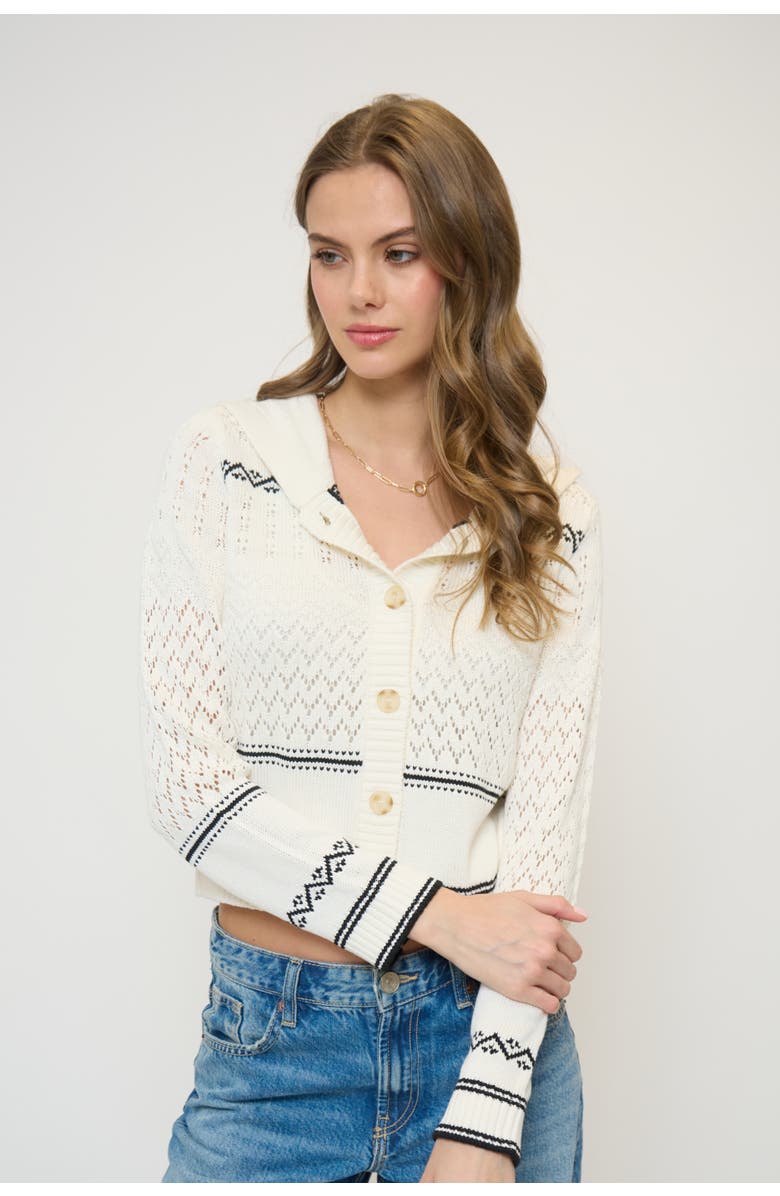 Central Park West North Nautical Hooded Cardi, Main, color, Ivory