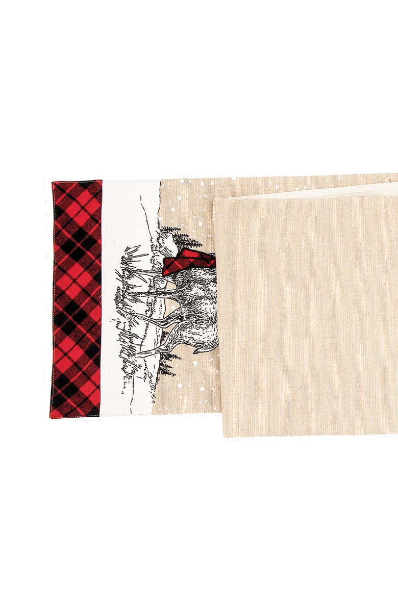 C&F Home Reindeer Embroidered & Printed Christmas Table Runner 13" x 72", Alternate, color, Beige