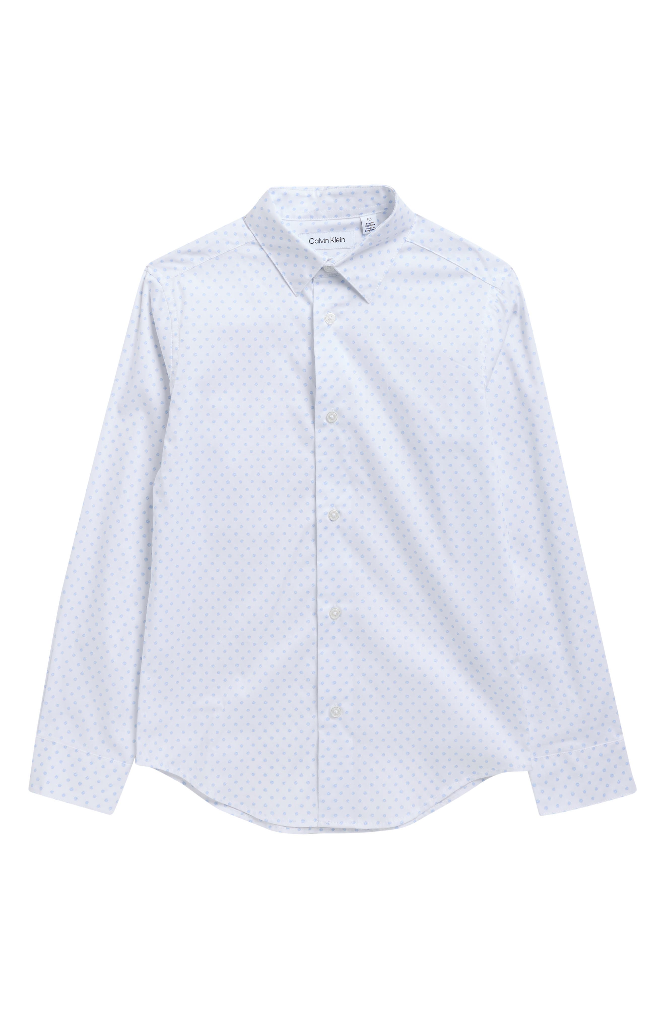 Calvin Klein Kids' Scribble Circle Print Stretch Button-Up Shirt