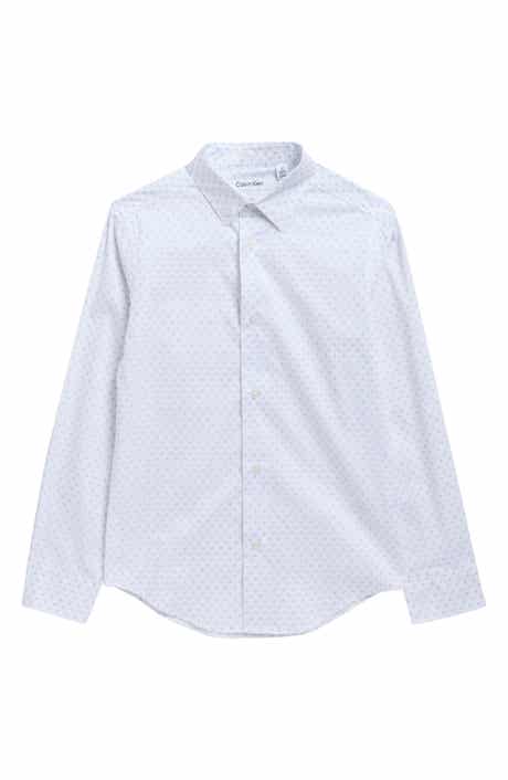 Calvin Klein Kids' Scribble Circle Print Stretch Button-Up Shirt