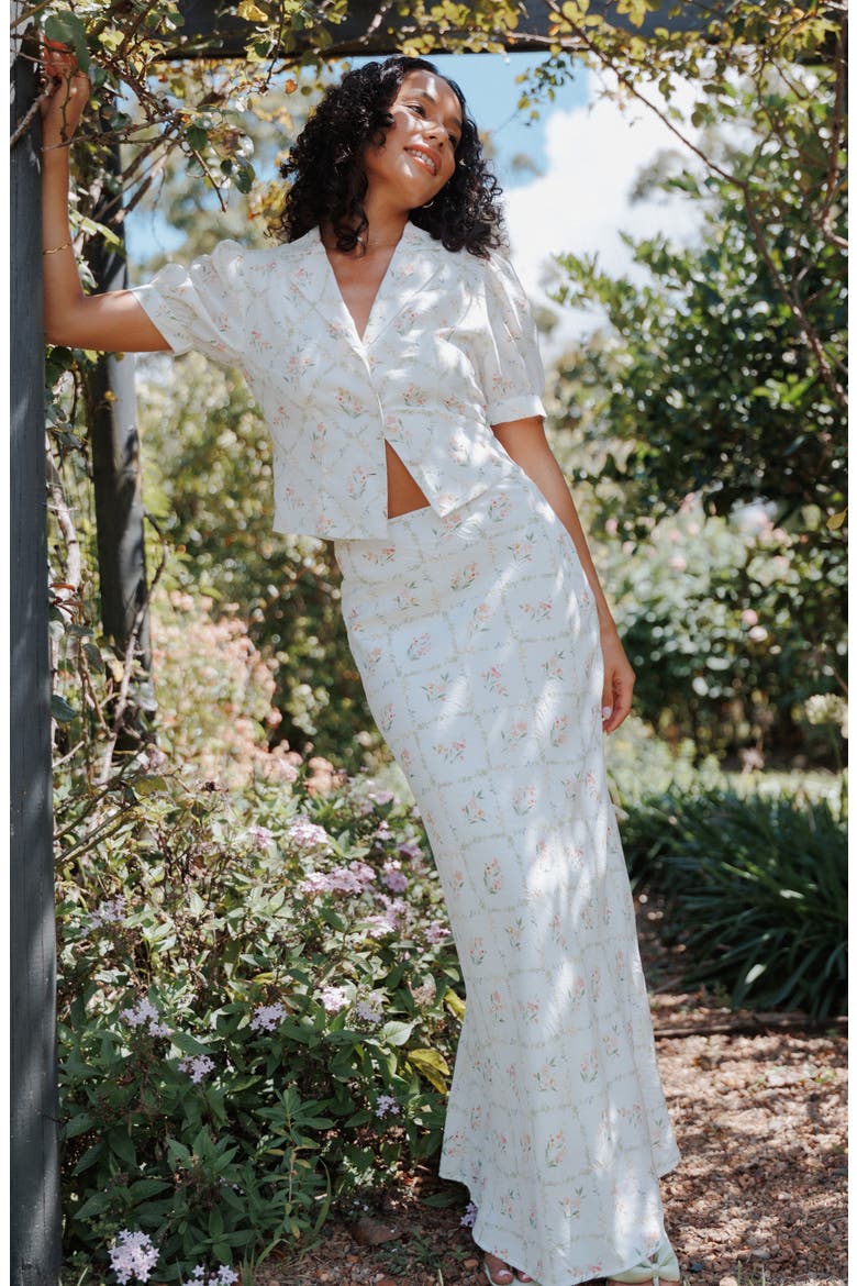 Steele Bias Cut Maxi Skirt, Alternate, color, WHITE VINTAGE FLORAL