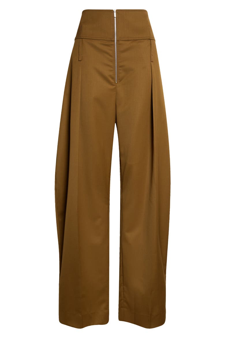 Pleated Barrel Leg Wool & Cashmere Pants, Main, color, SOY SEED