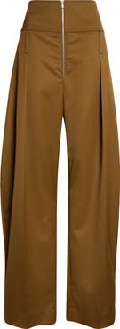 FERRAGAMO Pleated Barrel Leg Wool & Cashmere Pants