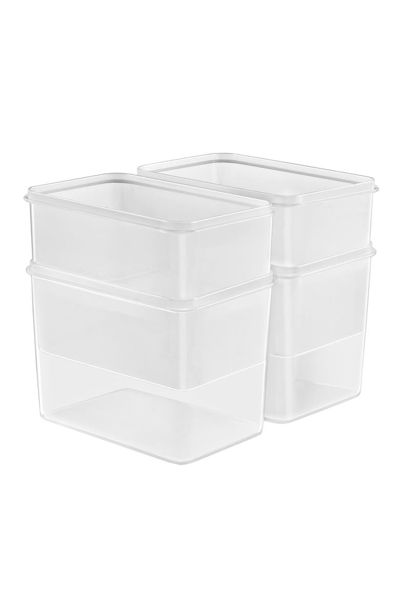 Set of 4 Food Storage Containers, Alternate, color, CLEAR