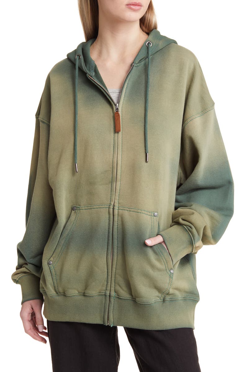 BDG Urban Outfitters Acid Wash Cotton Blend Zip Front Hoodie, Alternate, color, 