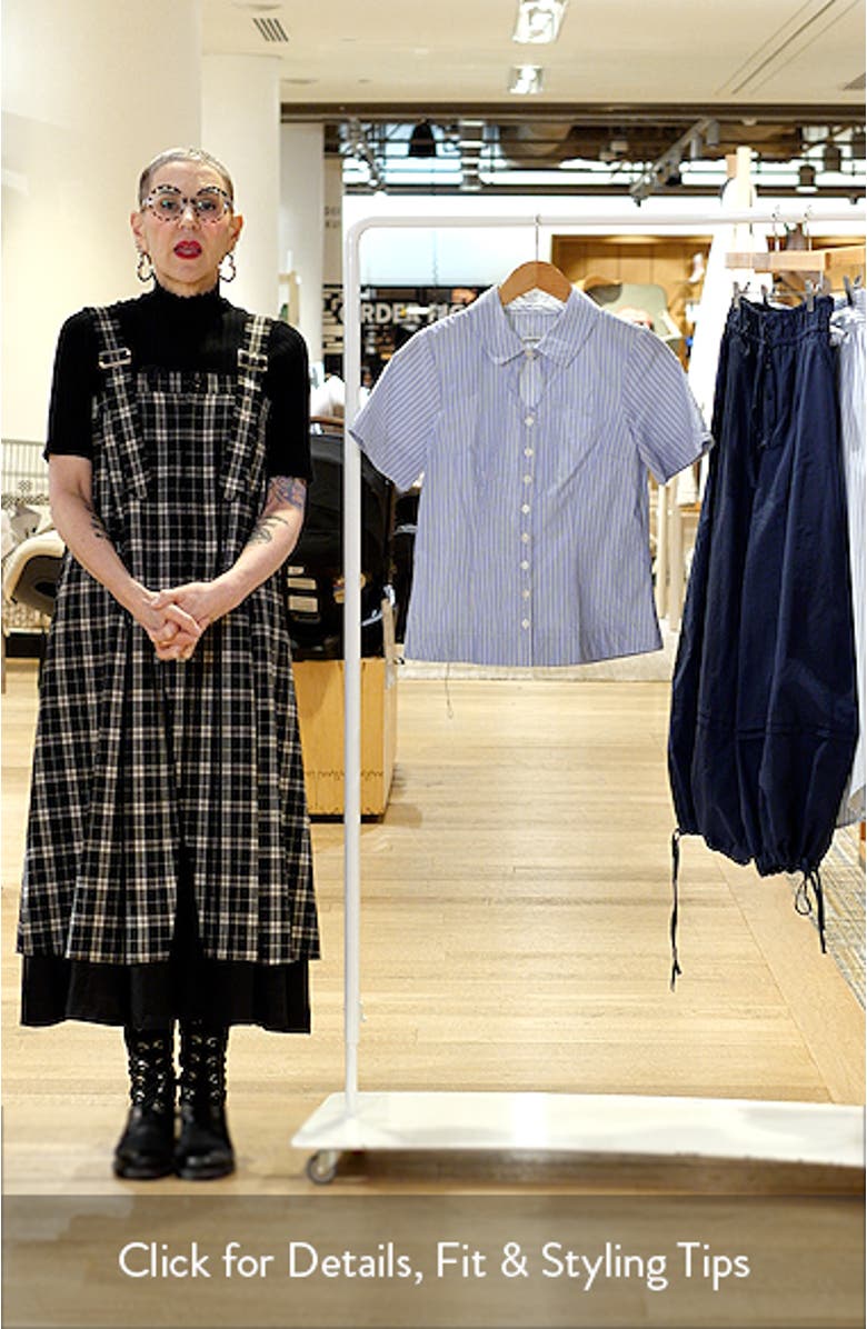 Ebba Pinstripe Keyhole Organic Cotton Button-Up Shirt, sales video thumbnail