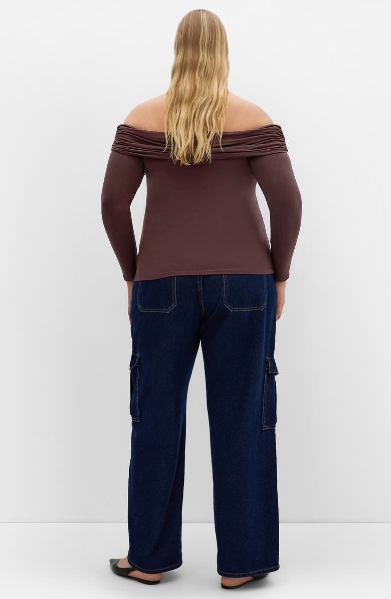 City Chic Jojo Off the Shoulder Top, Alternate, color, Chocolate