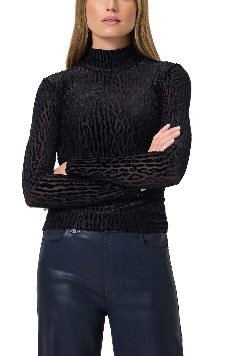 Ursula Mock Neck Burnout Top, Alternate, color, BLACK