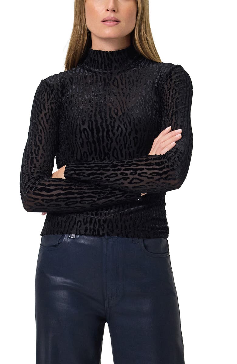 PAIGE Ursula Mock Neck Burnout Top, Alternate, color, Black