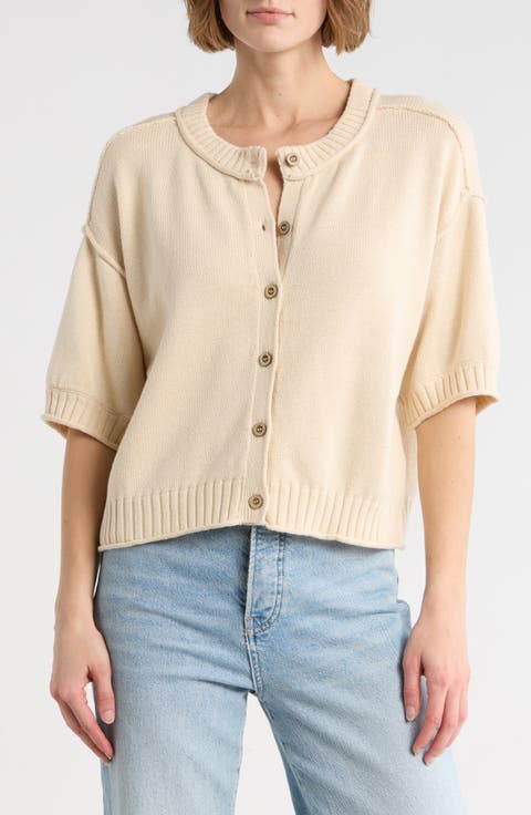 Short Sleeve Button Front Cardigan