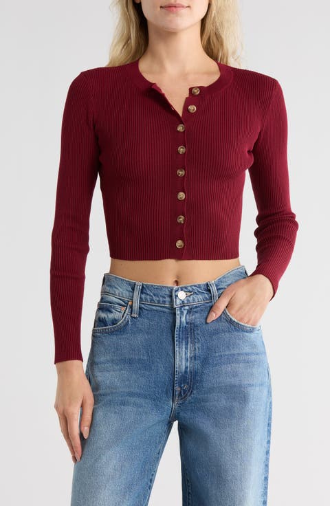 Button Front Crop Cardigan