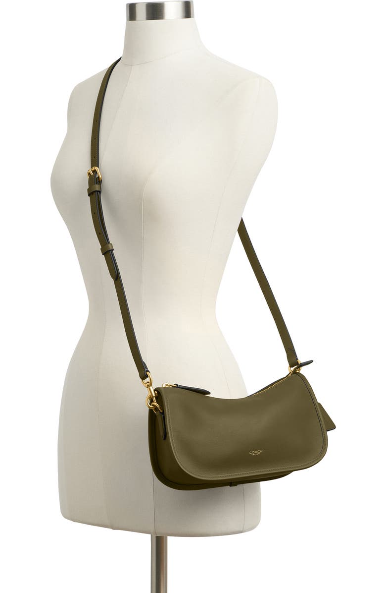 COACH Waverly Natural Grain Leather Shoulder Bag, Alternate, color, B4/Olive