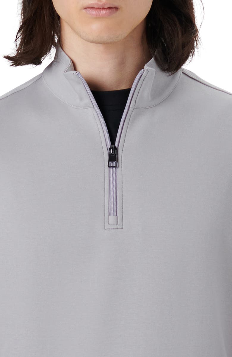 Bugatchi Cotton Quarter Zip Pullover, Alternate, color, Cement