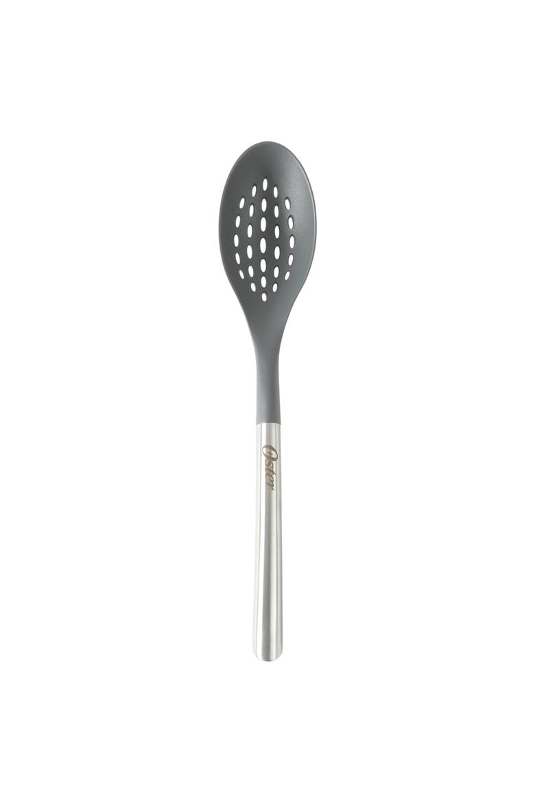 13.8 Inch Nylon Slotted Spoon Stainless Steel Handle, Main, color, Silver