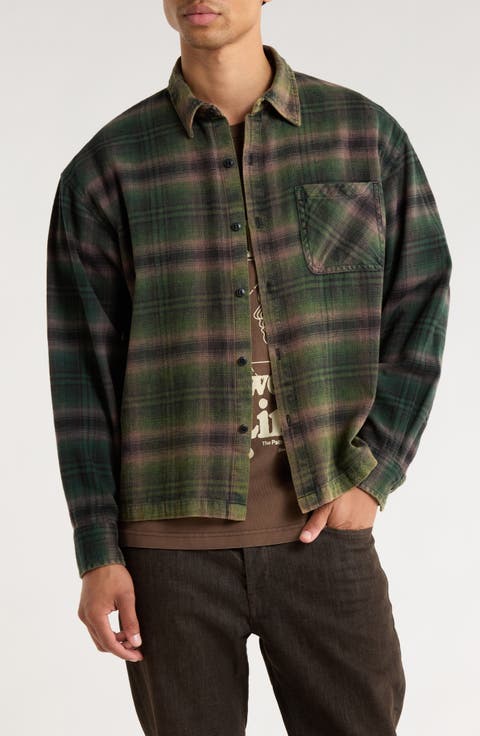 Plaid Flannel Crop Button-Up Shirt