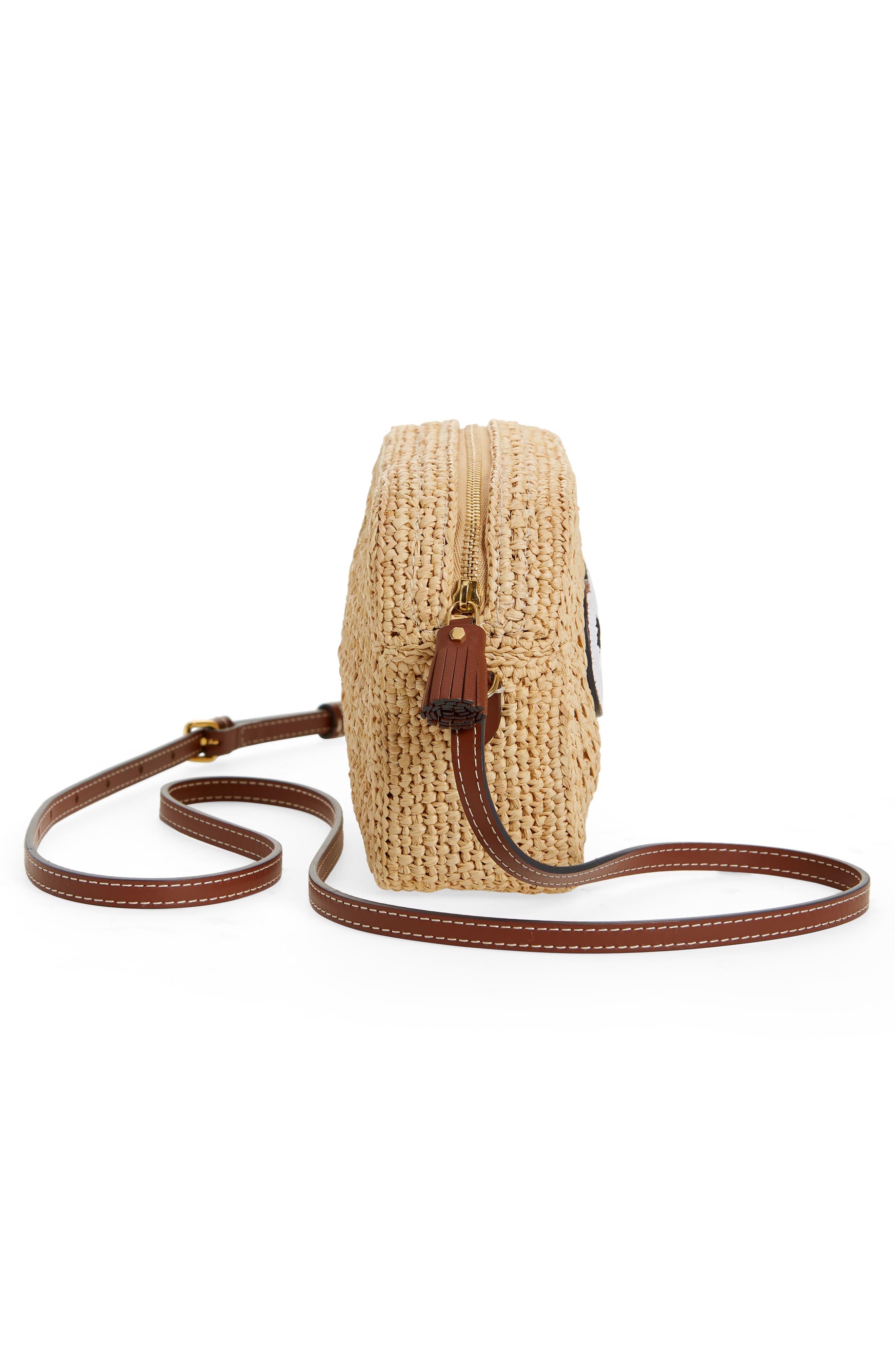 Anya Hindmarch Eyes Raffia Crossbody Bag, Alternate, color, 