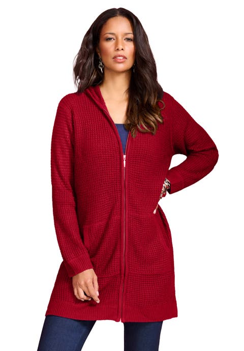 Waffle Mega Length Zip Hoodie